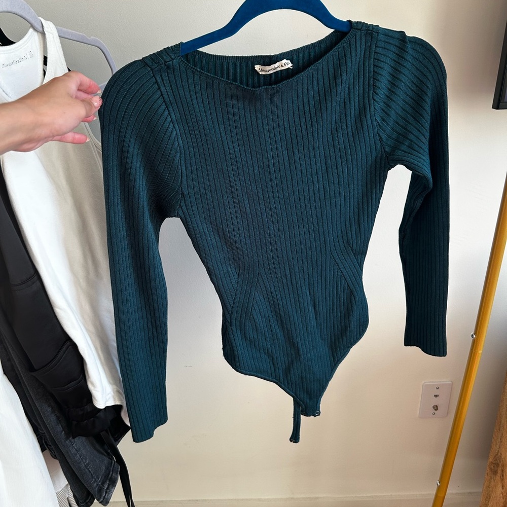 Abercrombie & Fitch Teal Ribbed Knit Top